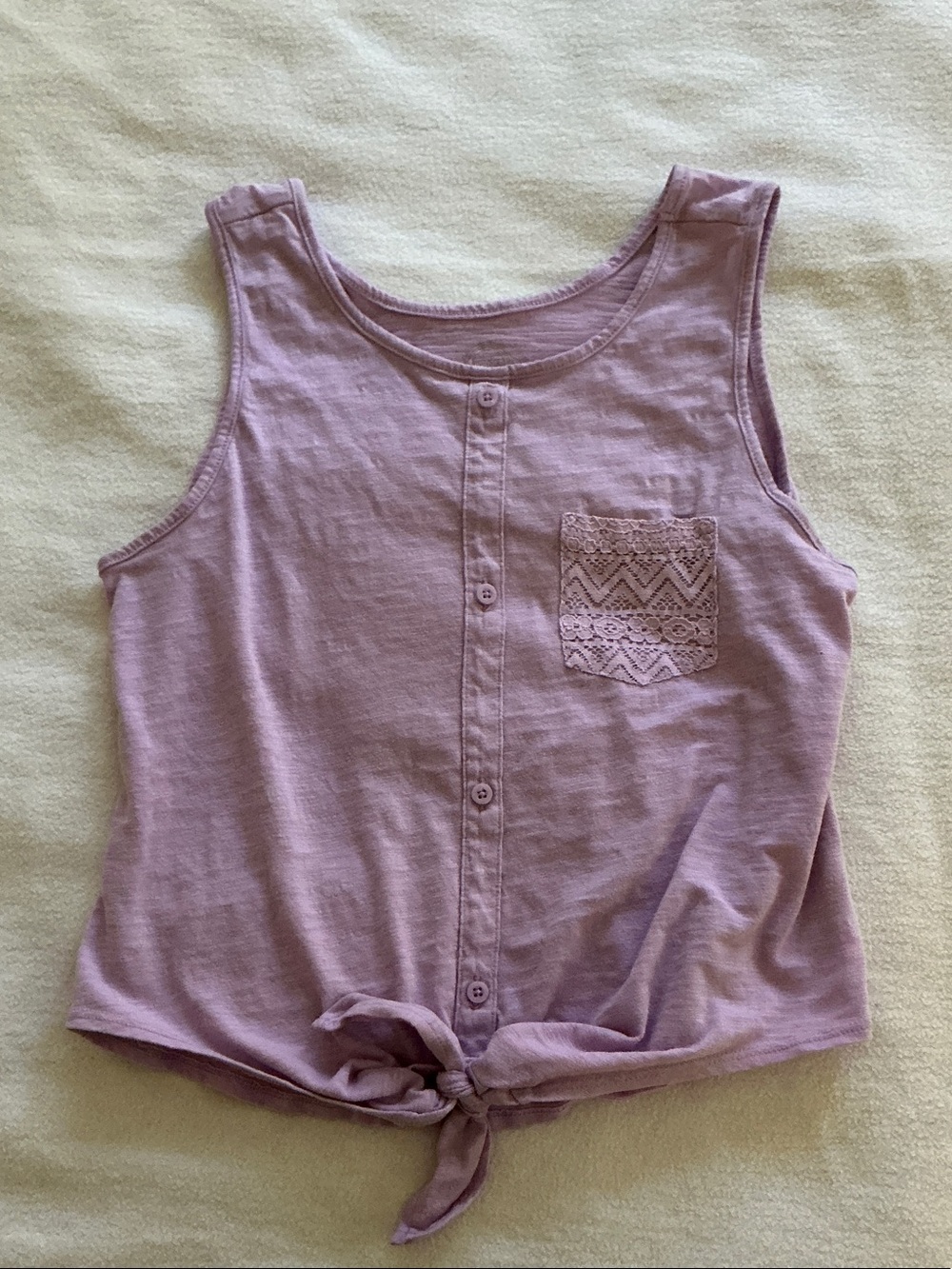Wonder Nation Lavender Tie-Front Tank with Lace Pocket